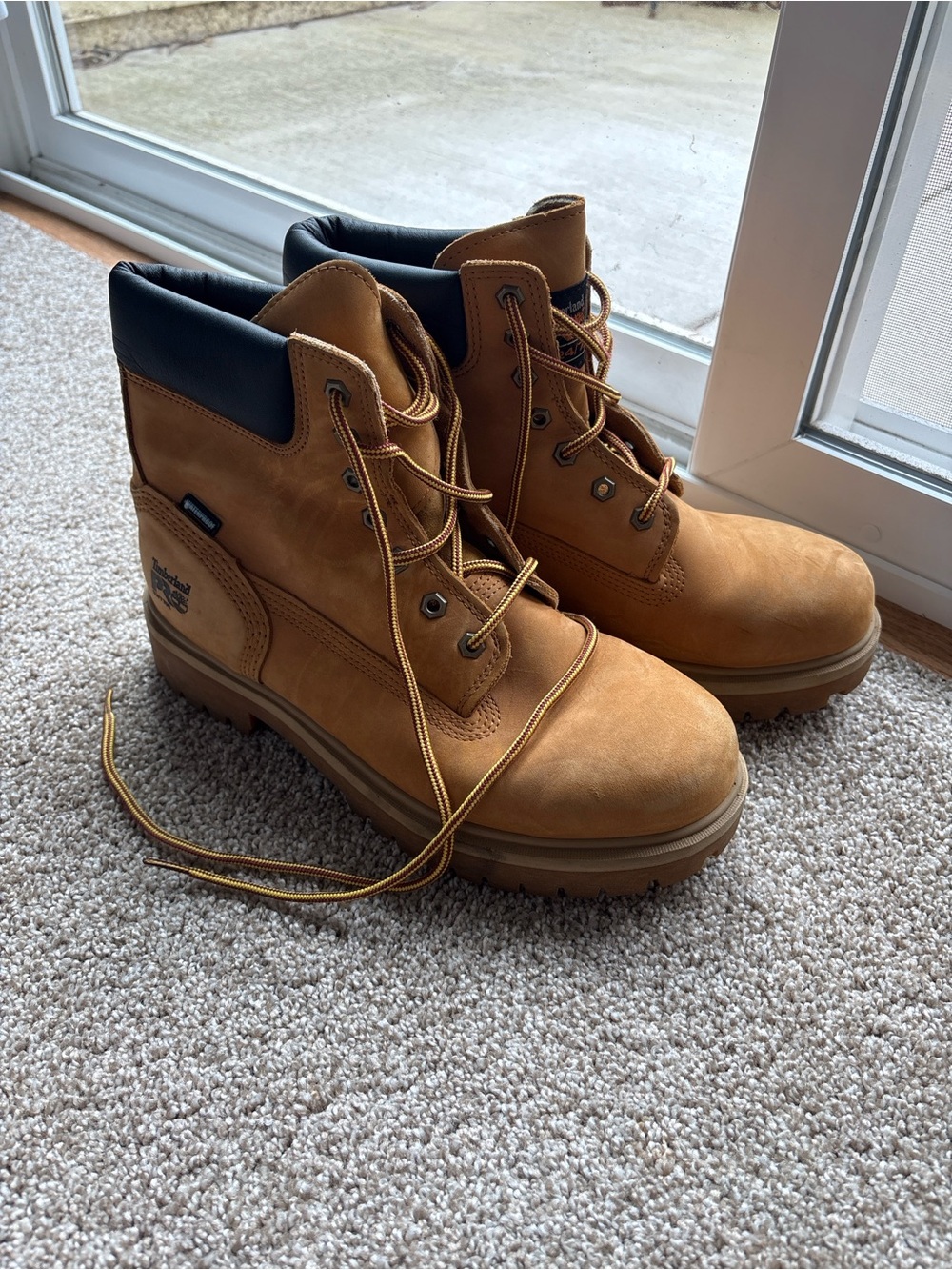 Timberland PRO Wheat/Tan Work Boots with Black Collar